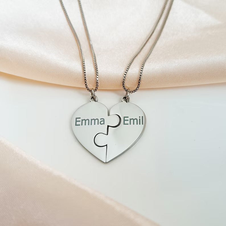 Collier Amor™️ - Puzzle coeur famille personnalisable