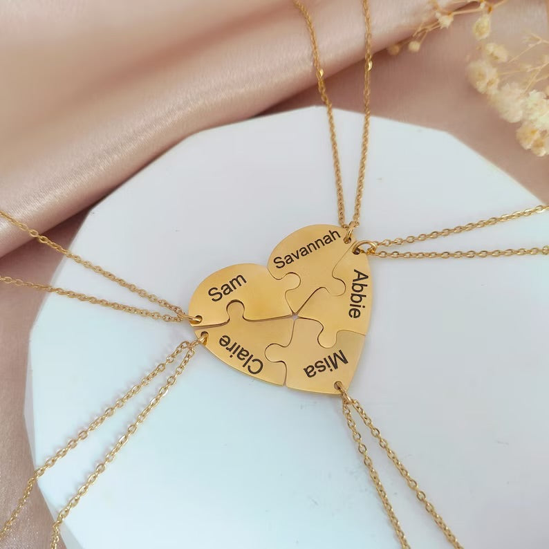 Collier Amor™️ - Puzzle coeur famille personnalisable